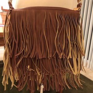 Vegan Leather Fringe Shoulder Bag